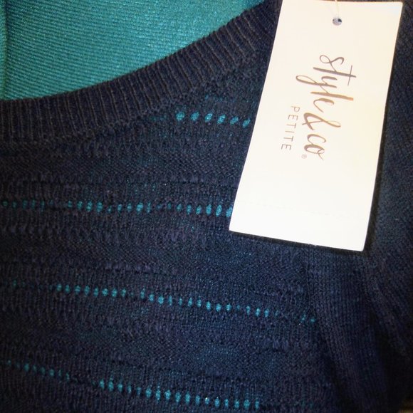 Style & Co Mixed Media High-Low Top in Blue Sz PL NWT - Picture 11 of 13